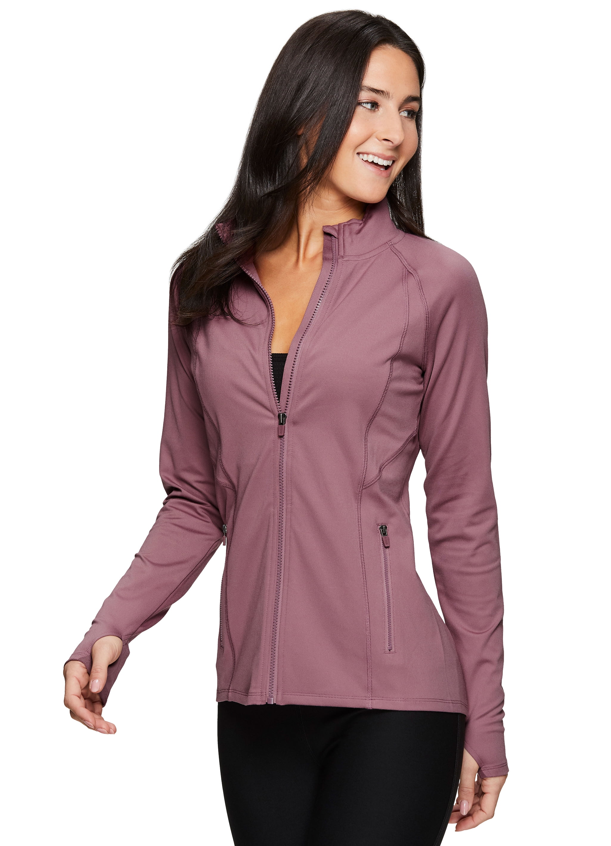 RBX Active Womens Athletic Performance Peached Ultra Soft Zip Up Running Jacket with Pockets