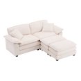 thumbnail image 4 of Aukfa Modular Sectional Couch Deep Seat Loveseat Sofa with 2 Ottoman for Living Room, 6 Pillows, Corduroy, White, 4 of 11