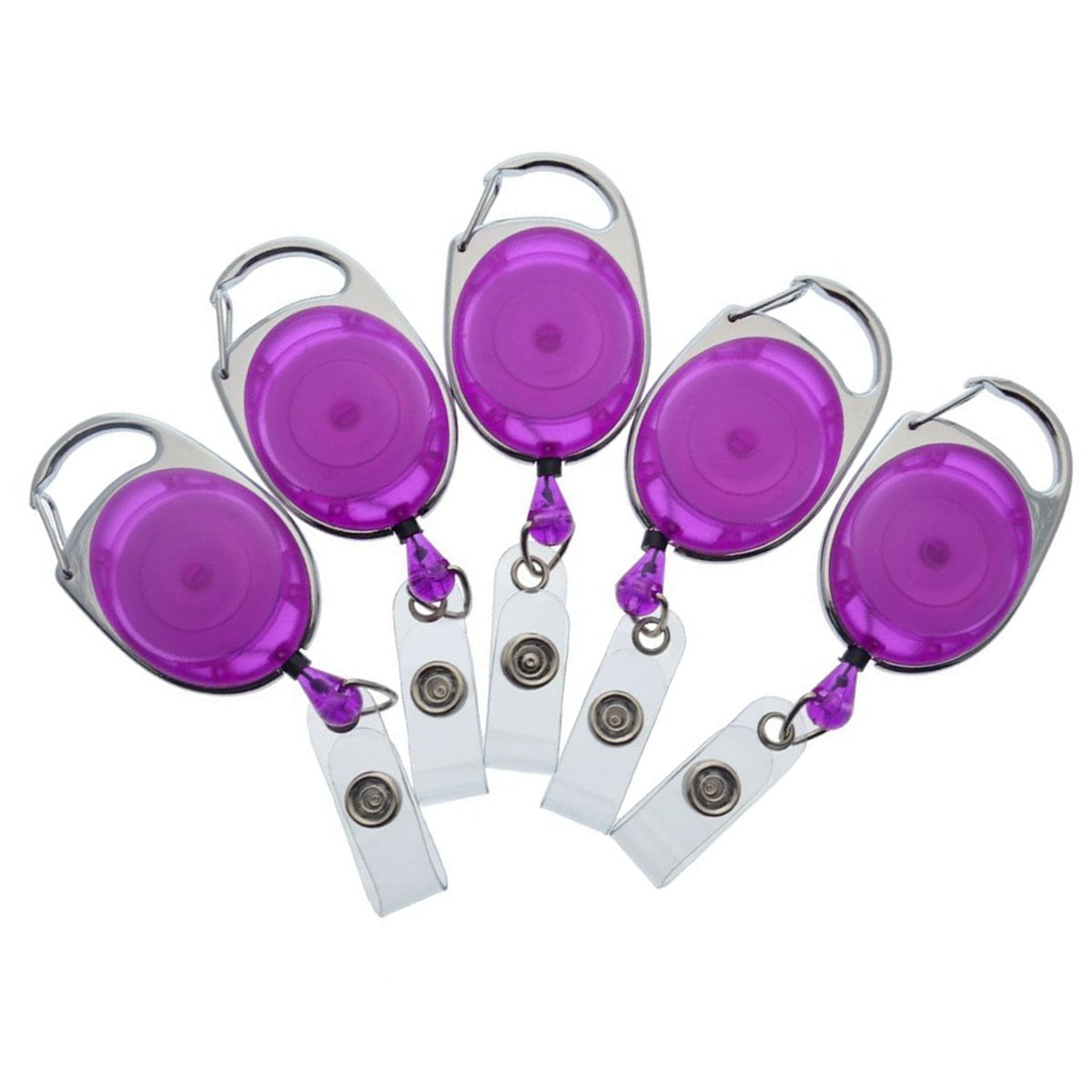 Retractable Lanyard and Badge Holder Trio Triple Pack by LanyardsTomorrow -  Set Includes A Single Plain Lanyard, Extendable Carabiner Yoyo Reel Clip  and Rigid ID Card Holder (Purple) : : Stationery 
