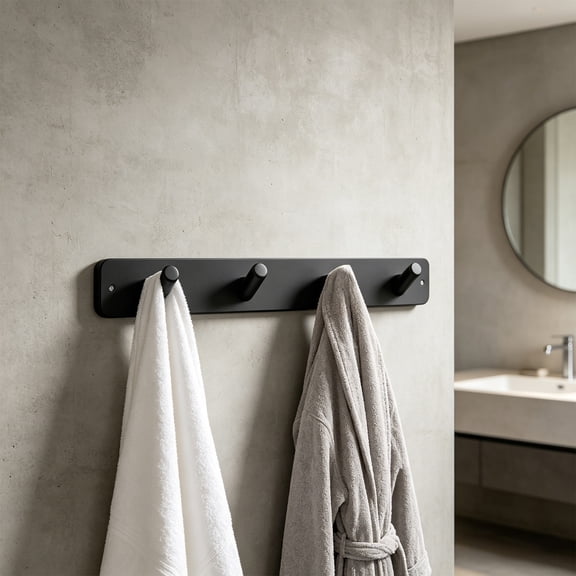 Hat Rack, Coat Rack Wall Mounted, 15.75x2.95x2.36 Inch Black Wooden Wall-Mounted Clothes Hanger, 4 Hooks Wall Entryway Hanger For Towels Coats