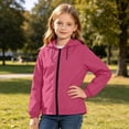 thumbnail image 5 of Frostluinai 5-16Y Kids Hooded Rain Jacket Waterproof Windbreaker Long Sleeve Full Zip with Pockets Drawstring Hem Outdoor Coat, 5 of 10