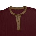 thumbnail image 5 of Henley Shirts for Men Ribbed Knit Long Sleeve Shirts Muscle Casual Loose Fit Color Block Trendy Fall Basic Top Lightweight Dressy Work Office Tees Business Pullovers, 5 of 6