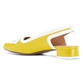 thumbnail image 2 of YDN Women Fashion Square Open Toe Low Block Heel Slide Pumps Loafers Slingback Slip On Sandal Office Ladies Dress Casual Summer Shoes Size 7.5 Yellow, 2 of 3