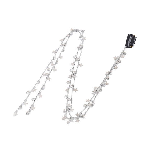 Yokua Rhinestone Shiny Chain Hairpins for Women Star Tassel Braided Hair Headdress