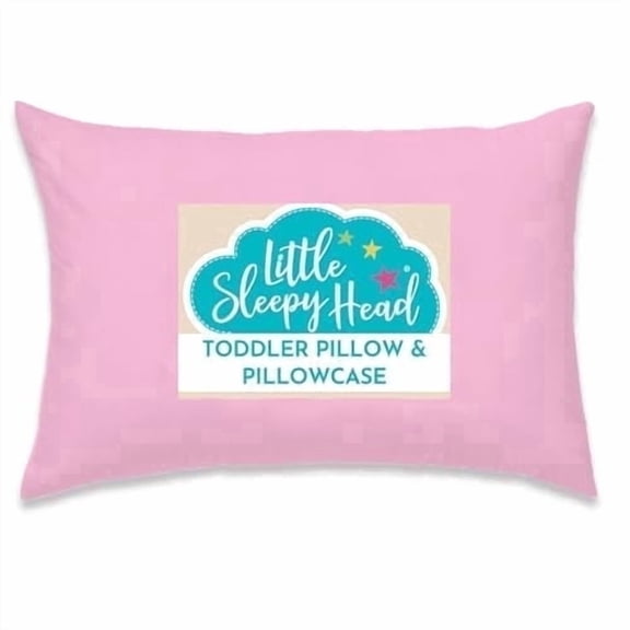 Little Sleepy Head Toddler Pillow with Toddler Pillowcase (Pink) Best Pillow for Kids! 13x18"
