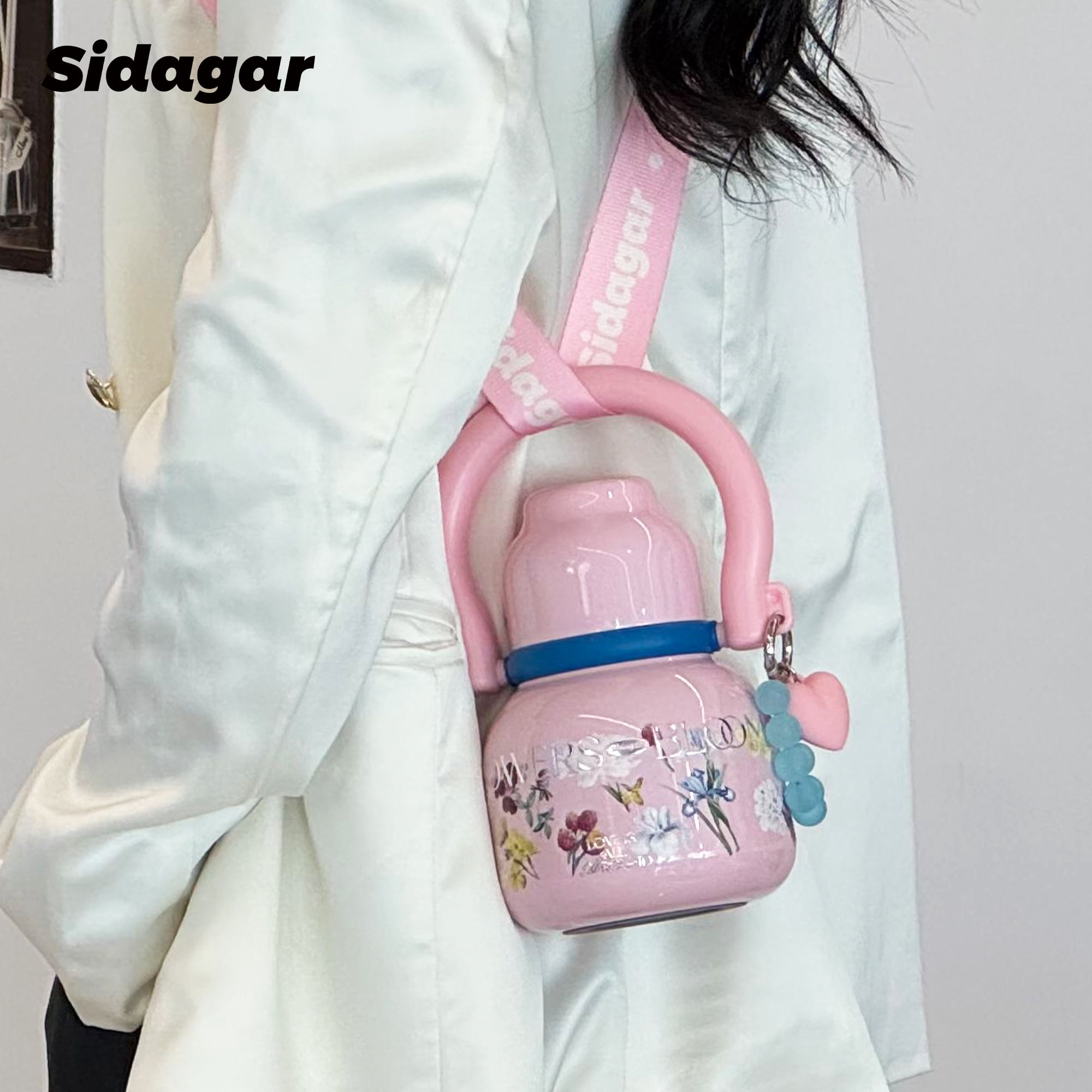Sidagar 22 oz Foral Pink Stainless Steel Vacuum Insulated Water Bottle