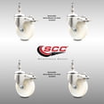 thumbnail image 2 of 4 Inch 316SS Nylon Wheel Swivel ½ Inch Threaded Stem Caster Set Lock Brake SCC, 2 of 2