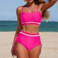 thumbnail image 4 of Nfurl Tummy Control Womens Bikini Swimsuits Sport 2 Piece Bikini Bathing Suits High Waisted Swimsuits Bottoms Spaghetti Strap Swim Tops Hot Pink,Size L, 4 of 7