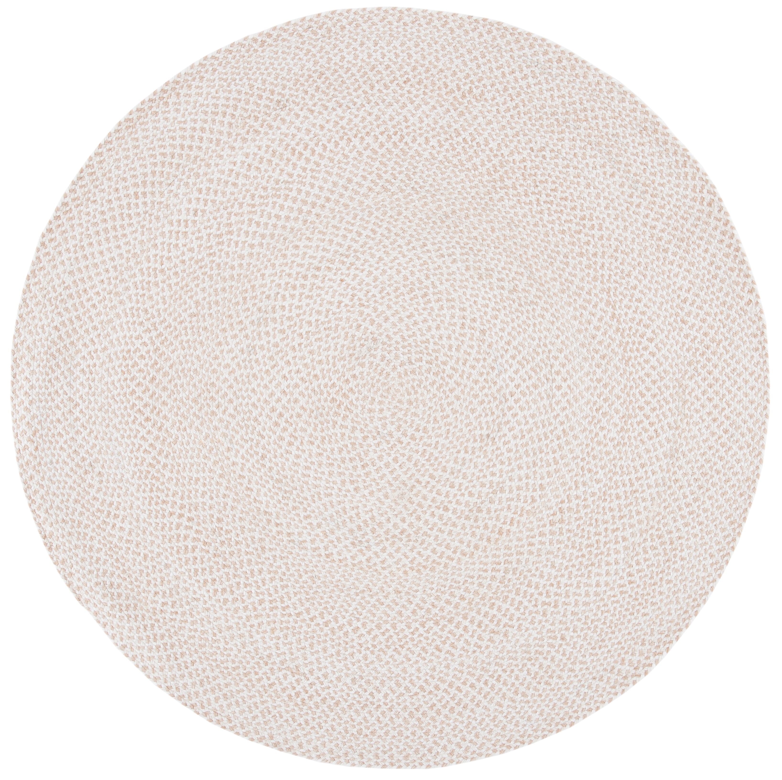 SAFAVIEH Braided Geraldine Checkered Polyester Reversible Area Rug, Ivory/Beige, 9' x 9' Round
