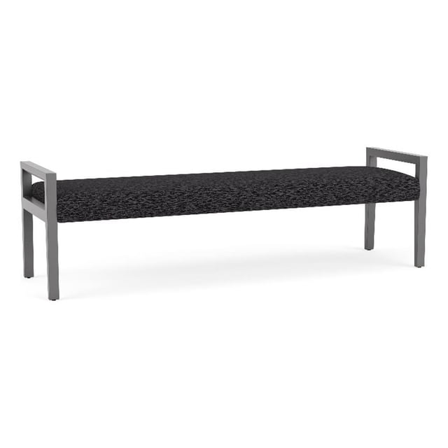 Pemberly Row Waiting Reception 3 Seat Bench Wood Frame in Gray