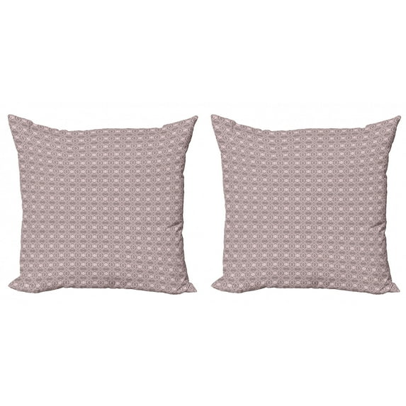 Ambesonne Damask Throw Pillow Cover 2 Pack, Grunge Look Flowers Petals, 18", Pale Mauve Taupe Rose