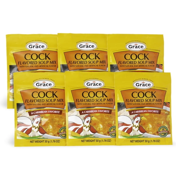 Grace Cock Flavored Soup TSF6 Mix - 1.76oz - 6 Pack - Caribbean Cock Soup Mix - Cock Seasoning Soup Packets - Spicy Chicken Soup Mix - Chicken Spicy Soup Mix Packets - Jamaican Food Products