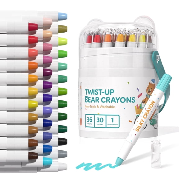 JE 36Ct Non-Toxic Washable,Silky Crayons for toddlers1-3,Kids 4-8,Back to School Art Supplies