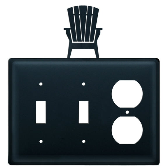 Double Switch and Duplex Outlet Cover with Adirondack Chair Accent, Black