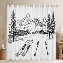 Feelyou Winter Skiing Black Out Curtains, Outdoor Sports Curtains Pack of 2 (42x63 Each)