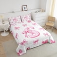 thumbnail image 4 of Erosebridal Monogrammed Bow Bedding Twin Comforter Set,Personalized Initial Down Comforter,Bowknot Decoration,Reversible,Lightweight,2-Piece, 4 of 8