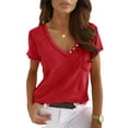 thumbnail image 2 of V-Neck Casual T-Shirt With Pocket For Women, 2 of 5