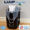 thumbnail image 2 of Luup Bathroom Wastebasket 2pk, Secure Grocery Bags, Plastic Garbage Container for Vanity, Laundry Room, Kitchen, Office, 2.5 Gallon, Black, Made in USA, 2 of 5
