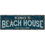 KING'S Beach House Blue Rustic Cabin Home Decor 6x18 Metal 206180026035