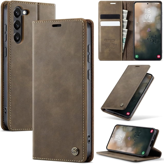 Funda tipo cartera para Samsung Galaxy S23 Plus, de piel, con tarjetero, soporte, cierre magnético y protección RFID de TPU a prueba de golpes, compatible con el S23 Plus