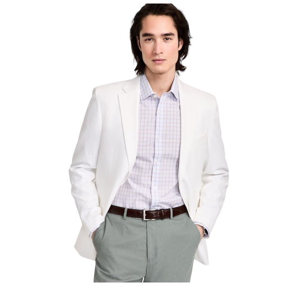 Tommy Hilfiger Mens Modern fit Sport Coat Blazer 48 R White Solid Stretch Linen