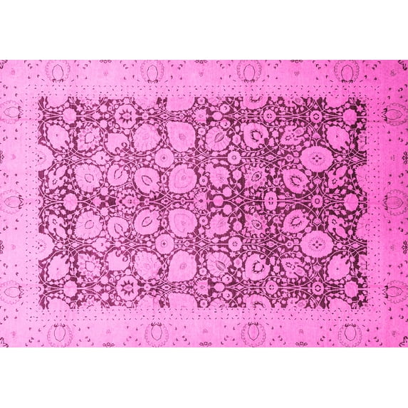 Ahgly Company Indoor Rectangle Oriental Pink Traditional Area Rugs, 7' x 9'