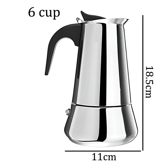 HIBIBUD Stainless Steel Mocha Espresso Latte Percolator Stove Top Coffee Maker Pot (6 Cup Capacity)