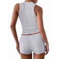 thumbnail image 4 of Women'S Y2K Yoga Slim Fit Tank Top and Shorts 2 Piece Workout Set Athletic Gym Outfit White Flower Ash L, 4 of 8