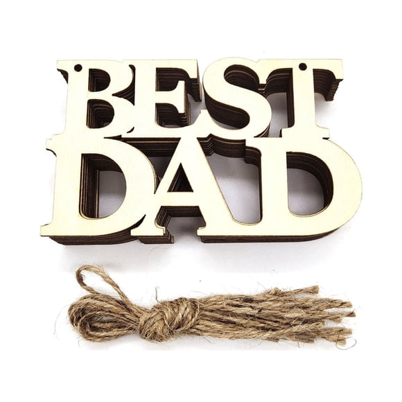 20Pcs Unfinished Wood Crafts Wood Cutouts Gift Tags Wooden Ornaments for Father'S Day, Dad'S Birthday Party Decorations