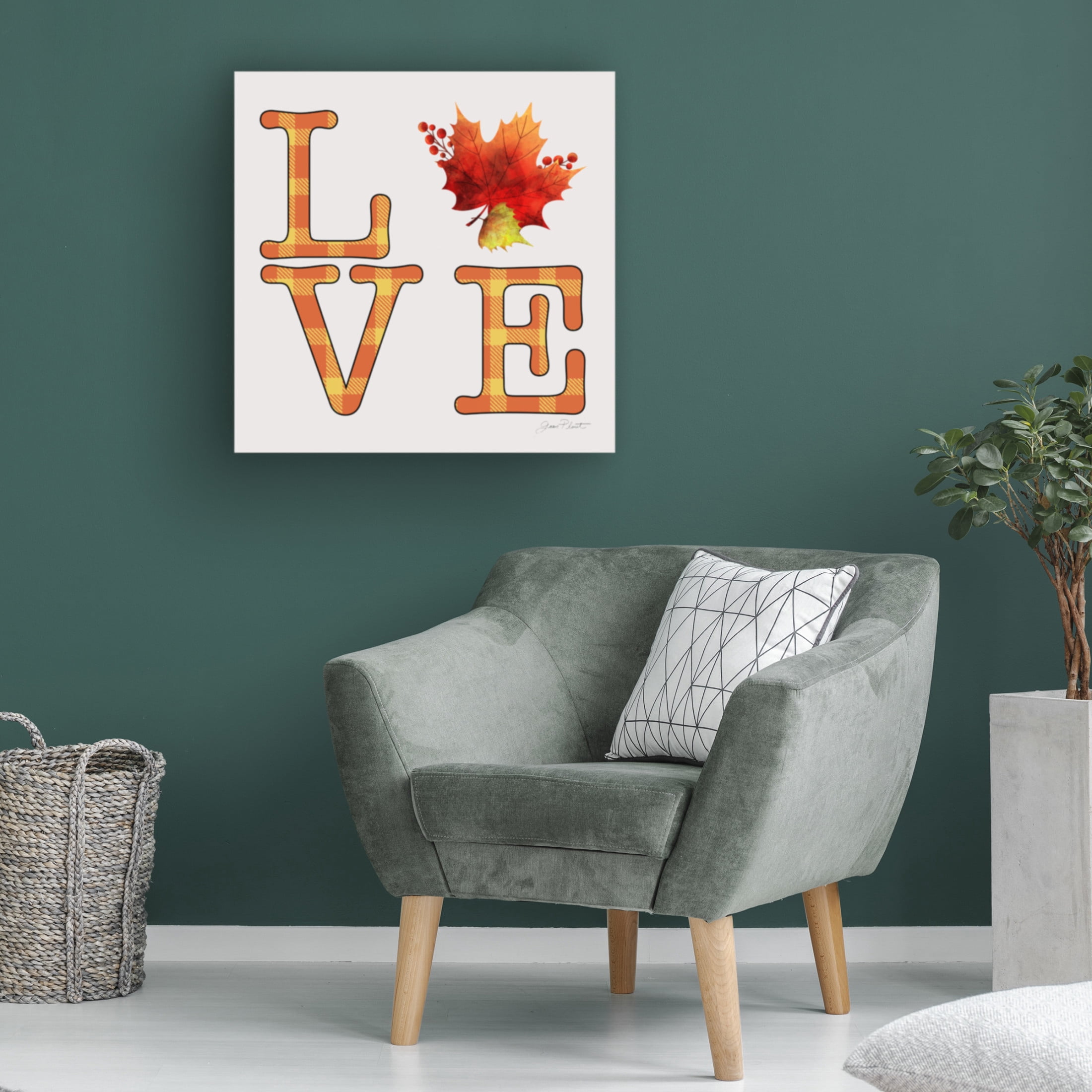 Canvas Wall Art - Jean Plout 'Fall Plaid Celebration D' Wall Art for Living Room, Bedroom, or Office Décor by Trademark Fine Art - 18 x 18 Inches