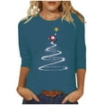 thumbnail image 4 of Oksale Christmas Graphic Shirts for Women 3/4 Sleeve Festival Shirt Casual Crew Neck Pullover Soft Going Out Top Fall Winter Holiday Tops, 4 of 5