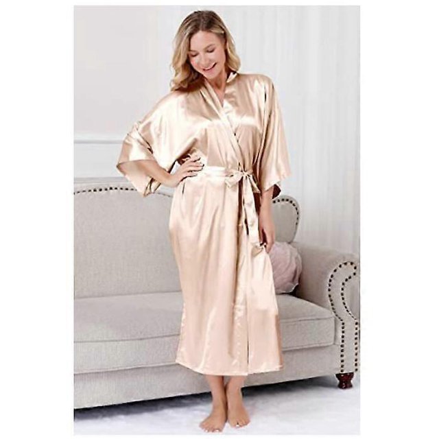 Bata de baño de rayón de talla grande S-XXXL para mujer, kimono de satén, bata larga, lencería sexy, camisón clásico, ropa de dormir con cinturón