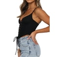 thumbnail image 4 of Pudcoco Women Close-fitting Bandage Camisole, Solid Color V-neck Tanks, 4 of 7