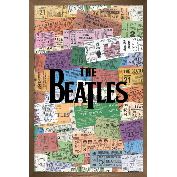 The Beatles - Tickets Wall Poster, 22.375" x 34", Framed