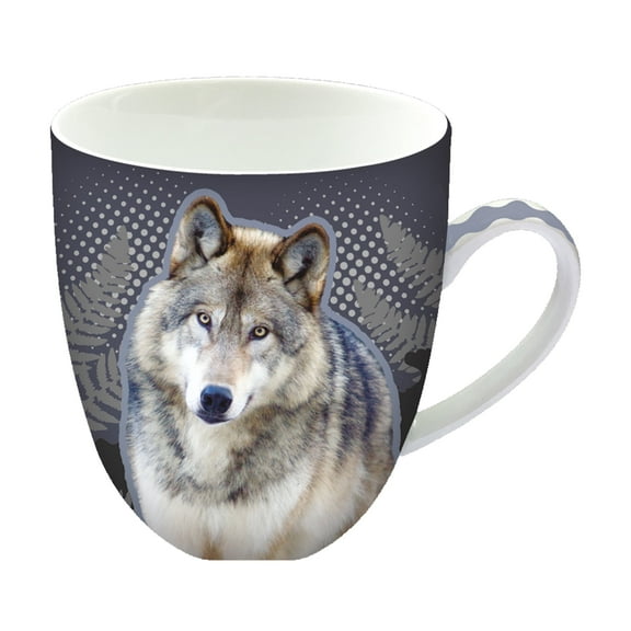 Animug Wolf Coffee Mug by Deluxebase – 15oz Animal Print Ceramic, Dishwasher Safe, Gift for Kids