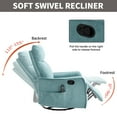 thumbnail image 4 of HSUNNS Manual Recliner Chair with Heat Therapy and Massage Function, 360° Swivel Rocker Recliner Chair for Bedroom Home Theater, Blue-Green, 4 of 9