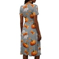 thumbnail image 5 of Halloween Dresses for Women Spider V Neck Ghost Funny Wedding Guest Dresses Witch Hat Short Sleeve Casual Wrap Dress M, 5 of 5