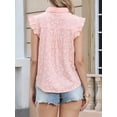 thumbnail image 3 of DARING DIVA Women's Cute Floral Tops Ruffle Cap Sleeve Button Down Dressy Shirts XS Pink, 3 of 6