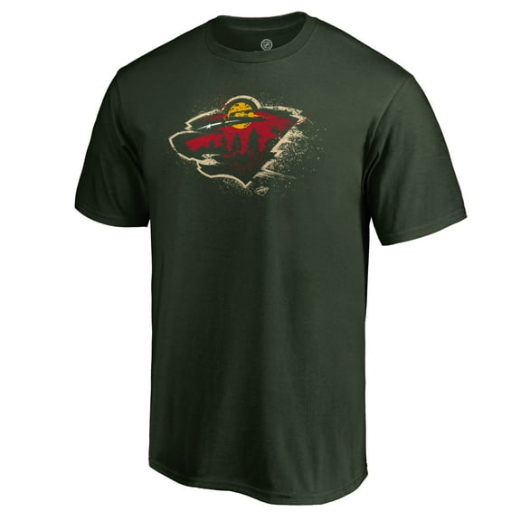 Men's Green Minnesota Wild Splatter Logo T-Shirt