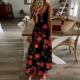 thumbnail image 5 of qucoqpe Womens Summer Sundress Fashion Casual Floral Printed Sleeveless V Neck Flowy Maxi Long Dress Beach Vacation Spaghetti Strap Dress, 5 of 5