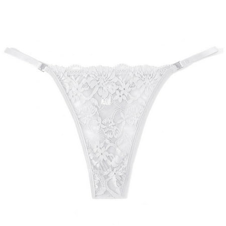 Summer Savings Clearance 2025  Womens Thong Panties  Sexy Lace Thong for Women Ice Silk Breathable Underwear Low Rise Retro Thongs Panties S-L