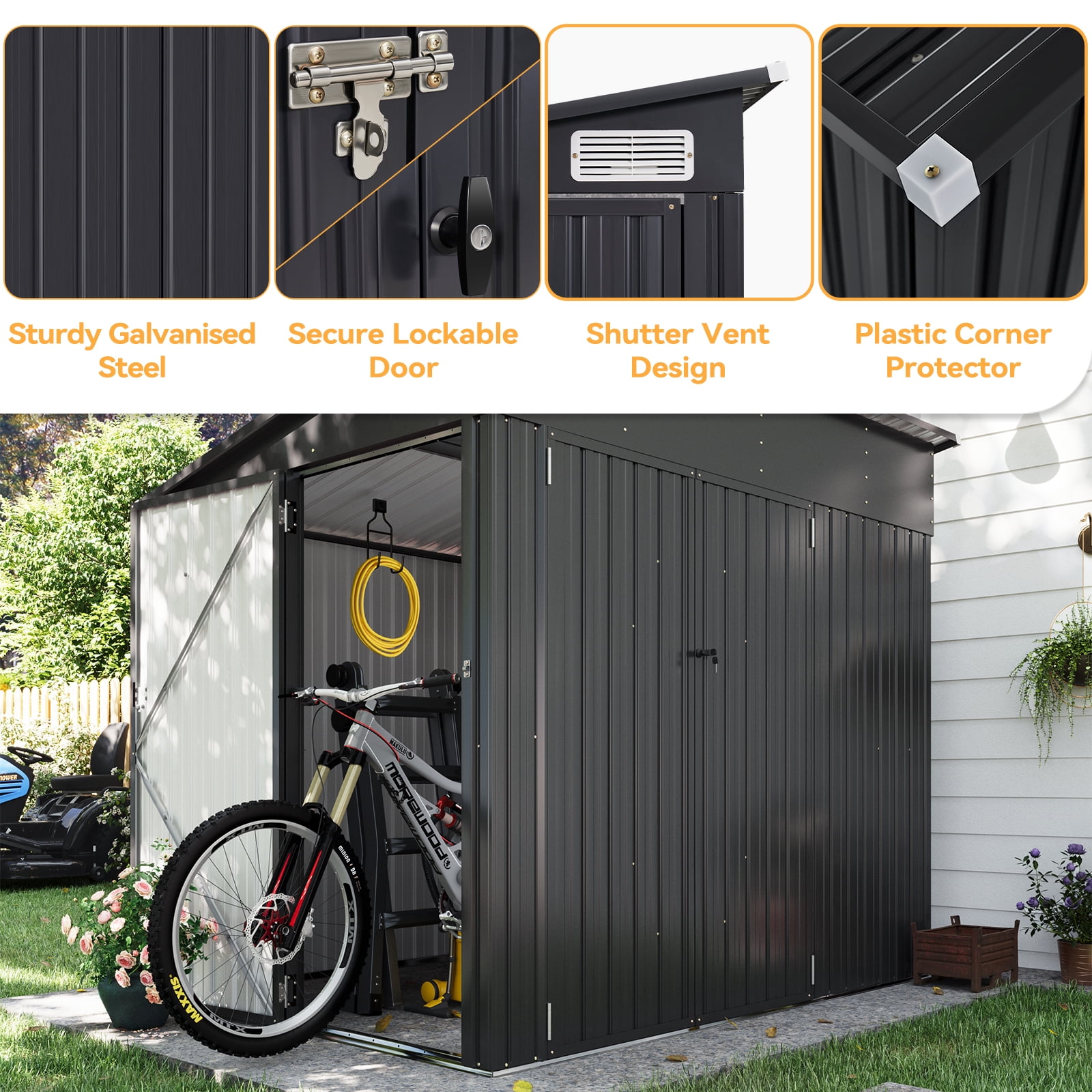 Aoxun 7.5'x5.5' Shed Outdoor Storage Shed with Triple Lockable