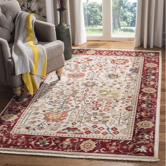 SAFAVIEH Kashan Vaska Traditional Area Rug, Ivory/Red, 3'3" x 4'10"