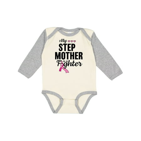 

Inktastic Breast Cancer Awareness My Step Mother is a Fighter Gift Baby Boy or Baby Girl Long Sleeve Bodysuit