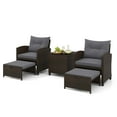 thumbnail image 2 of Costway 5 PCS Patio Rattan Furniture with 2 Wicker Ottomans & Tempered Glass Coffee Table Gray, 2 of 10
