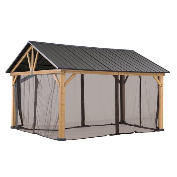 Sunjoy Original Manufacturer Sunjoy Universal Replacement Netting Tube and Mosquito Netting for 11x13 Wood Gazebo with Gable Hardtop