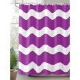 thumbnail image 2 of Shower Curtains Purple and White Stripes Bath Curtain Sea Wave Waterproof Bathroom Shower Curtain Set with Hooks Decoration 72 x 84 Inches, 2 of 7