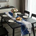 thumbnail image 2 of Marble Navy Blue Table Runner 48 Inches Long, Abstract Gold White Brick Stone Motif Kitchen Coffee Dining Table Decoration for Home Party Birthday Wedding Home Decor 13x48 Inches, 2 of 8