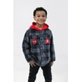 thumbnail image 2 of Marvel Spider-Man Flannel Hooded Shacket with Fleece Lining Plaid Toddler to Big Kid, 2 of 5