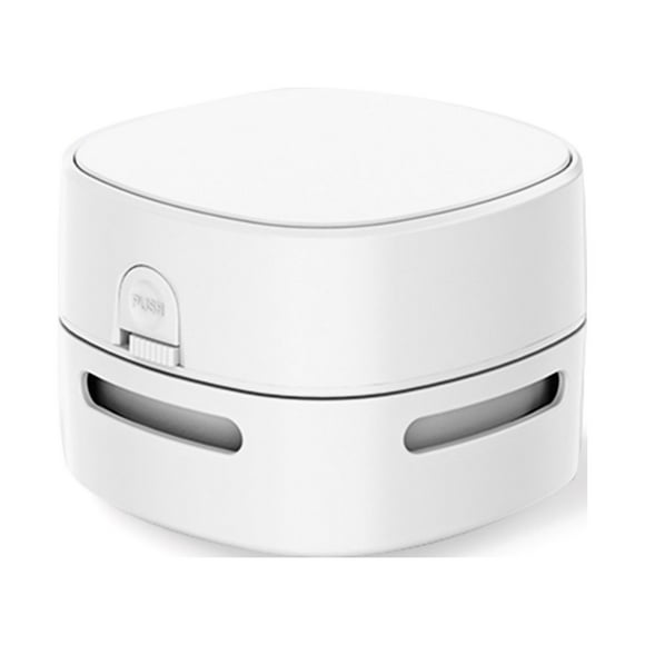 Compact White Desktop Vacuum Cleaner - Electric Dust Collector for Paper Scraps, Eraser Shavings, Crumbs & Pet Hair - 2xAA Battery Powered (Batteries Not Included) - Lightweight 140g Design -